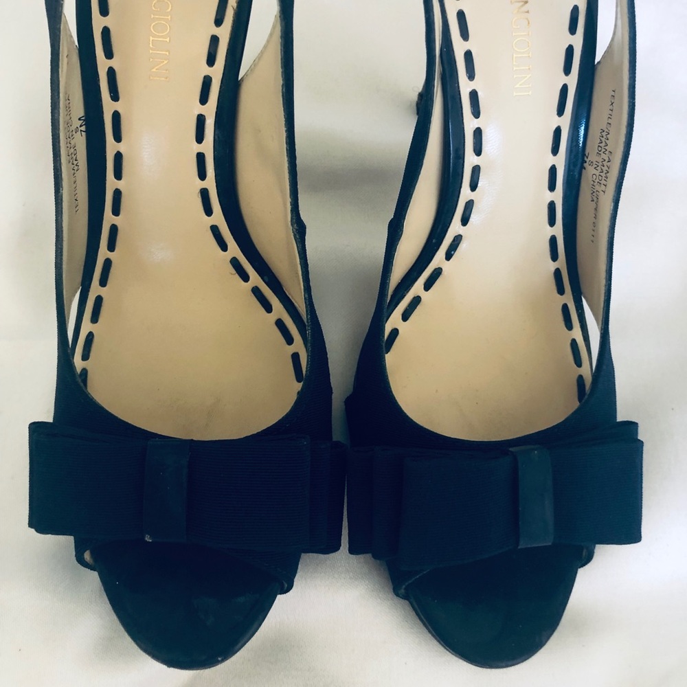 Excellent Enzo Navy Bow slingback open toe SZ 7